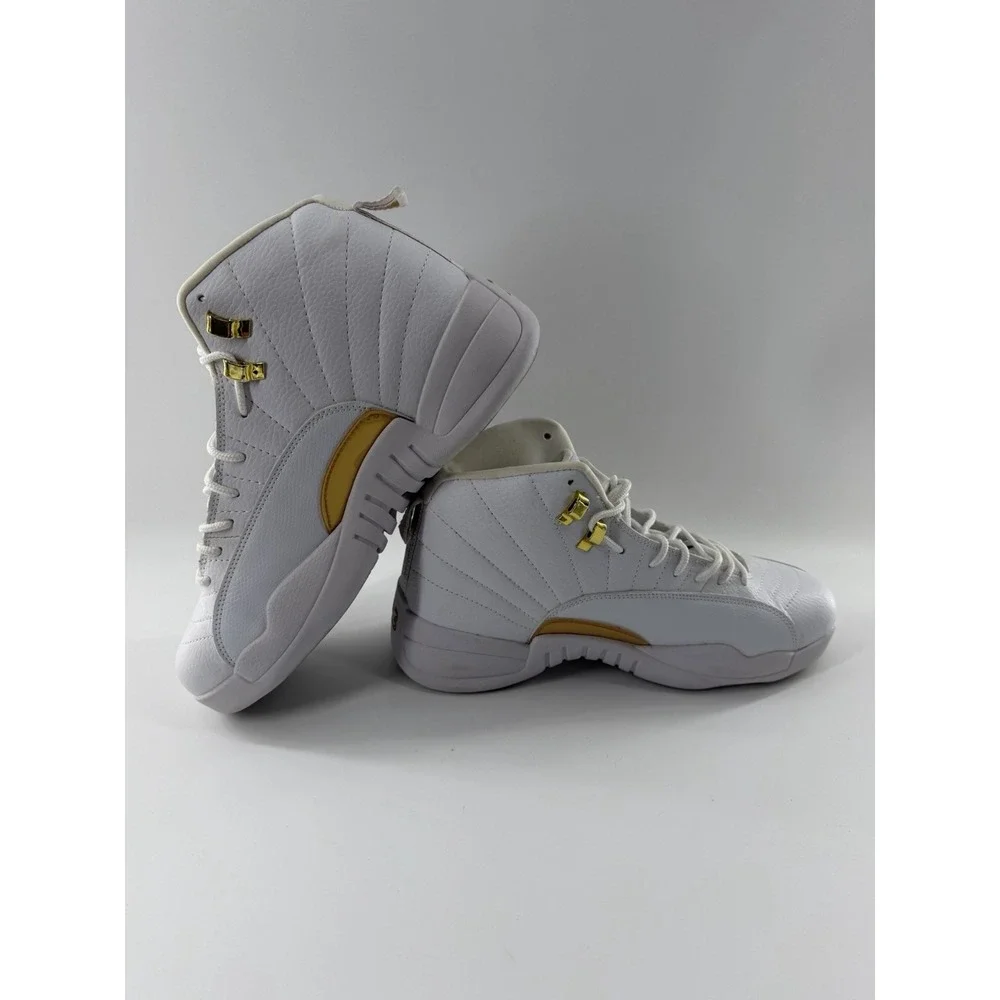 Nike Air Jordan 12 Retro Phantom Metallic Gold Mens Size 10 Sneakers White